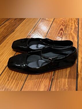 Aeyde Uma Black Patent Mary Jane Flats with Buckle